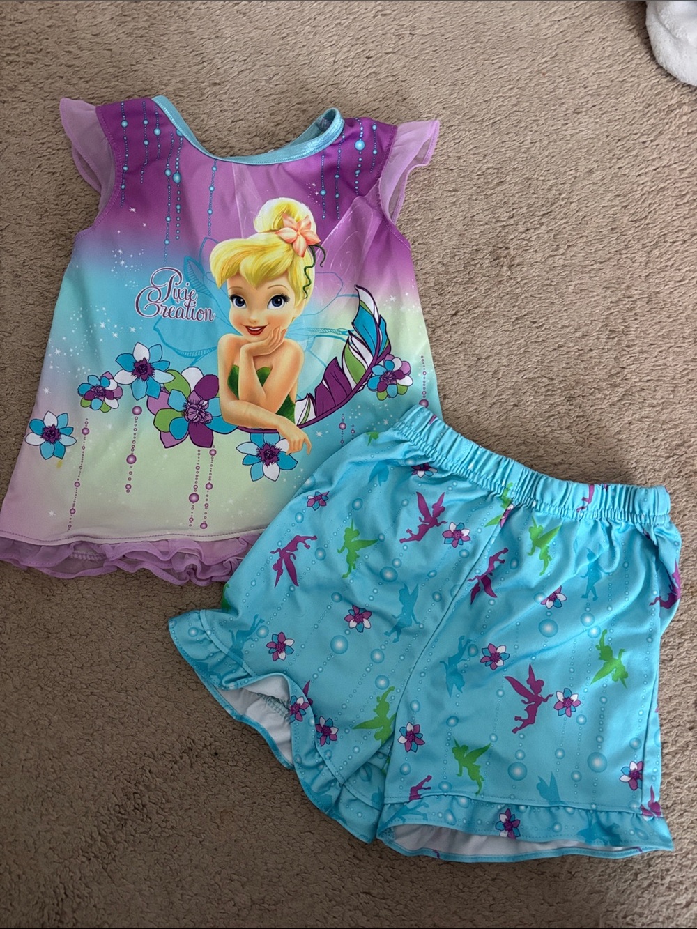 Disney Tinker Bell Purple & Blue Girls Two-Piece Pajama Set